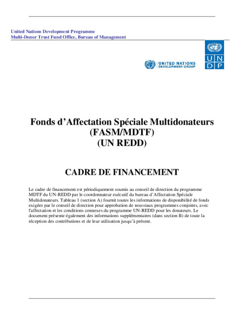 UN-REDD MDTF Funding Framework (French) | UNREDD Programme