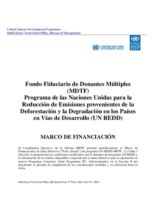 UN-REDD MDTF Funding Framework (Spanish) | UNREDD Programme