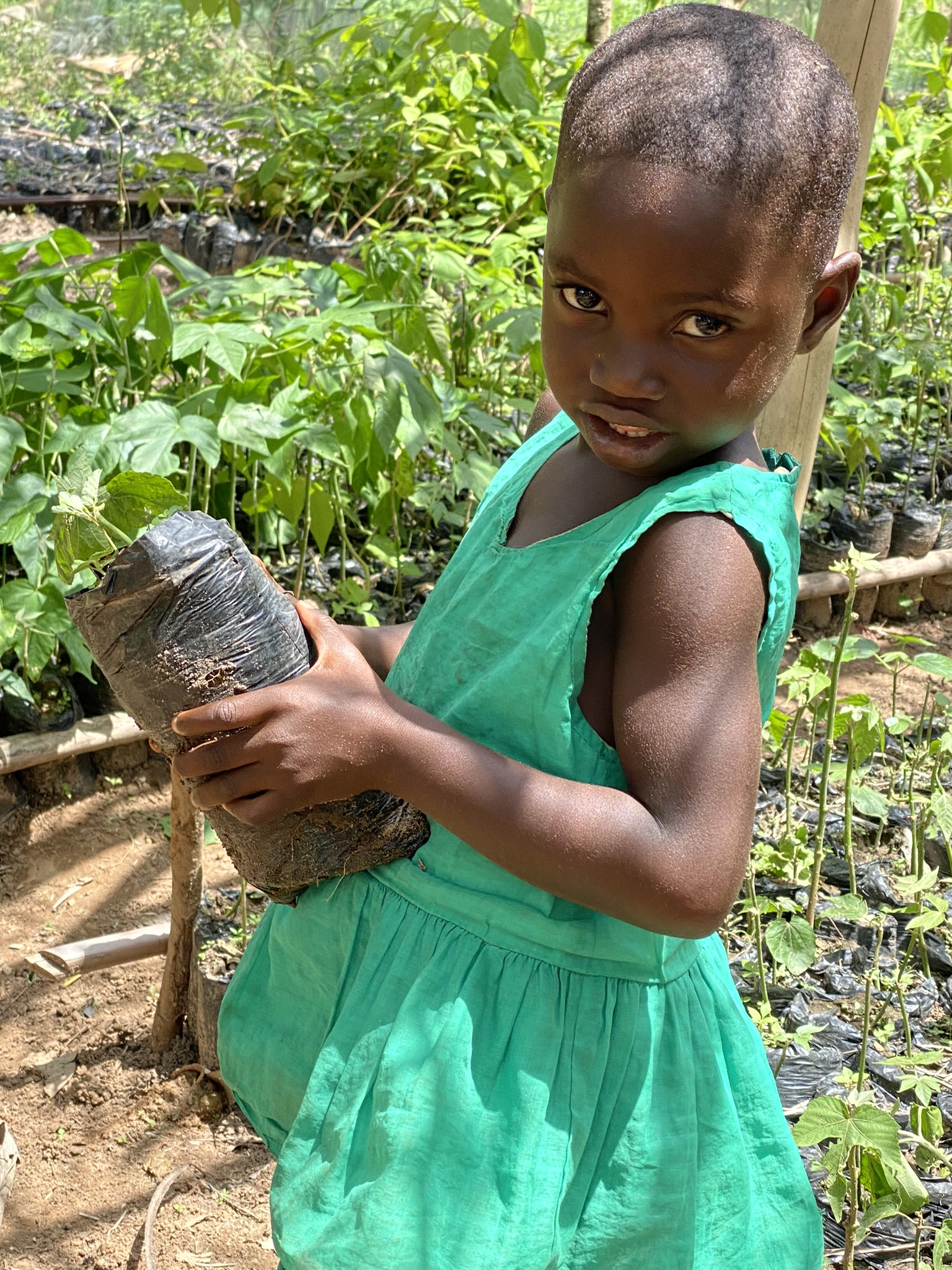 girl sapling green dress