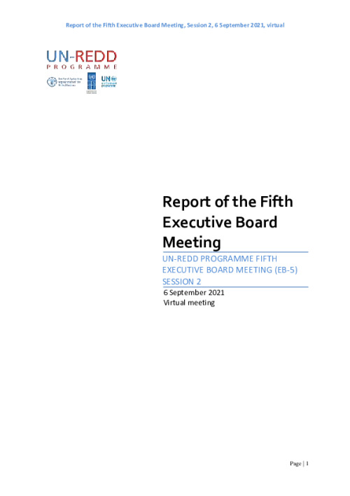 UN-REDD Report of the Fifth Executive Board Meeting Session 2 (Final ...