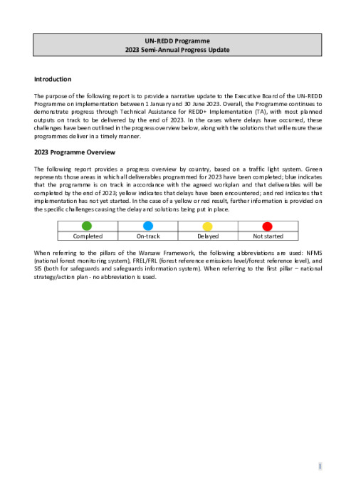 UN-REDD Semi-Annual Progress Update 2023_FINAL