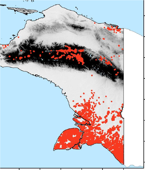 Fig 2: Hotspots 2001-2016: Papua province with confidence level >80% (Source: modis teerra aqua satellite)