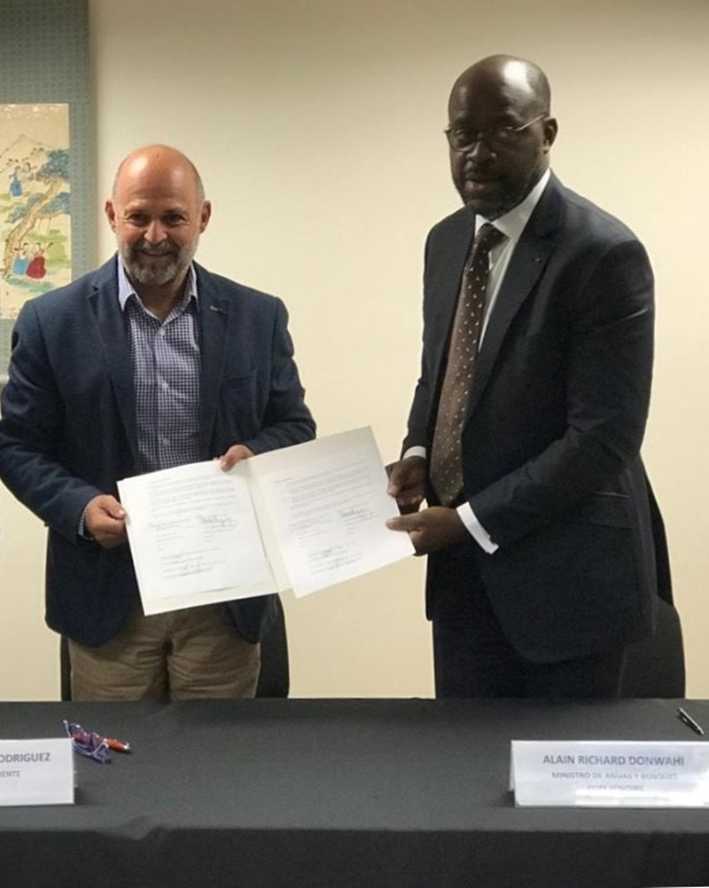 Carlos Manuel Rodriguez, Minister Environment and Energy, Costa Rica and Alain-Richard Donwahi, Minister of Water and Forests, Côte d'Ivoire. (Photo Credit: UN Climate and Forests)