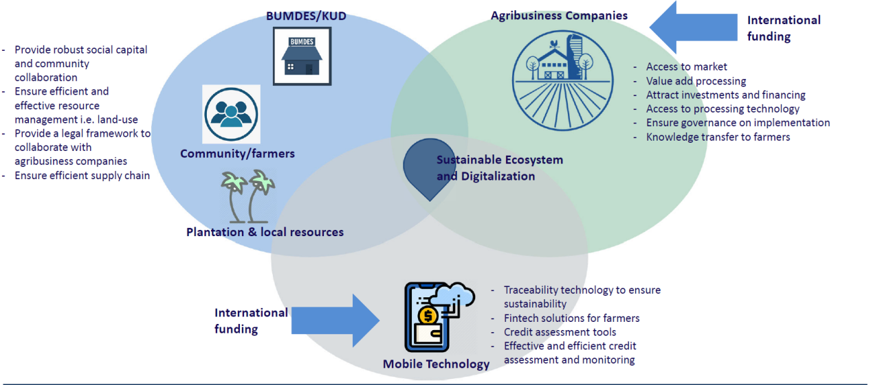 An outline of the institutional ecosystem to align village-owned companies with global supply chains (TLFF 2020)